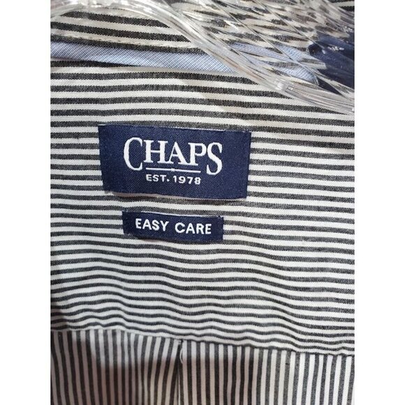 Chaps Black Multi-Striped Easy Care Long Sleeve Shirt Size L 100% Cotton NWT - Picture 6 of 9